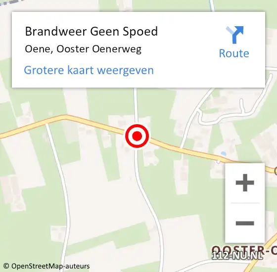 Locatie op kaart van de 112 melding: Brandweer Geen Spoed Naar Oene, Ooster Oenerweg op 17 augustus 2020 19:35