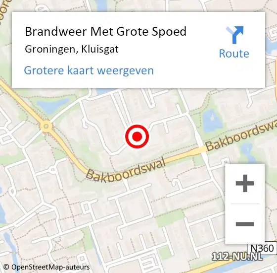 Locatie op kaart van de 112 melding: Brandweer Met Grote Spoed Naar Groningen, Kluisgat op 17 augustus 2020 20:14