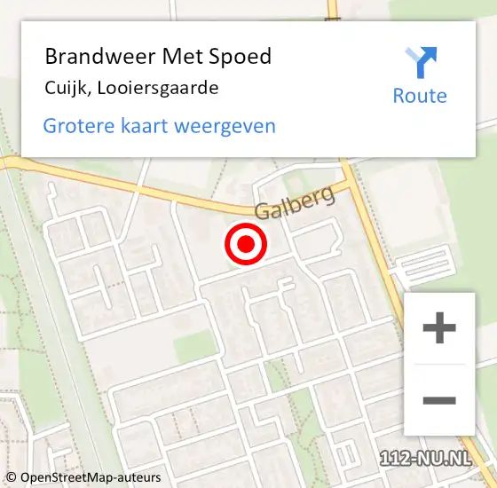 Locatie op kaart van de 112 melding: Brandweer Met Spoed Naar Cuijk, Looiersgaarde op 17 augustus 2020 21:22