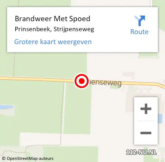 Locatie op kaart van de 112 melding: Brandweer Met Spoed Naar Prinsenbeek, Strijpenseweg op 17 augustus 2020 21:46