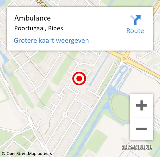 Locatie op kaart van de 112 melding: Ambulance Poortugaal, Ribes op 17 augustus 2020 23:01