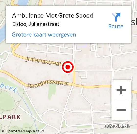 Locatie op kaart van de 112 melding: Ambulance Met Grote Spoed Naar Elsloo, Julianastraat op 16 mei 2014 09:46