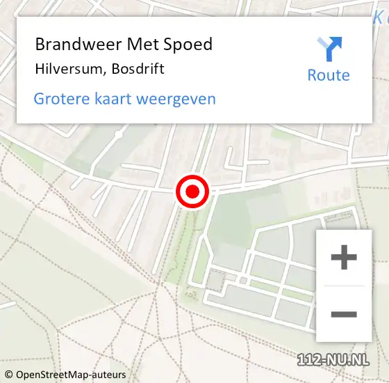 Locatie op kaart van de 112 melding: Brandweer Met Spoed Naar Hilversum, Bosdrift op 18 augustus 2020 02:22