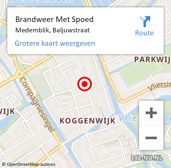 Locatie op kaart van de 112 melding: Brandweer Met Spoed Naar Medemblik, Baljuwstraat op 18 augustus 2020 05:31