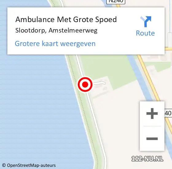 Locatie op kaart van de 112 melding: Ambulance Met Grote Spoed Naar Slootdorp, Amstelmeerweg op 18 augustus 2020 05:45