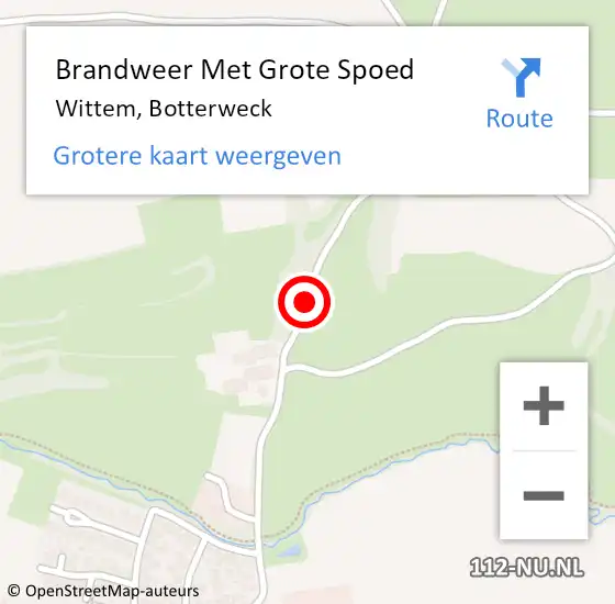 Locatie op kaart van de 112 melding: Brandweer Met Grote Spoed Naar Wittem, Botterweck op 18 augustus 2020 07:22