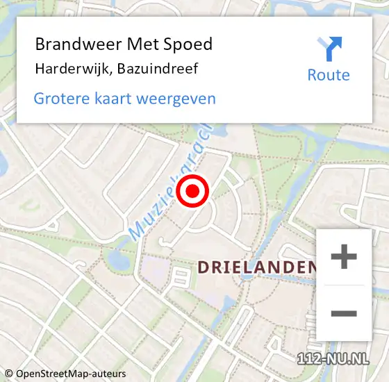 Locatie op kaart van de 112 melding: Brandweer Met Spoed Naar Harderwijk, Bazuindreef op 18 augustus 2020 08:47