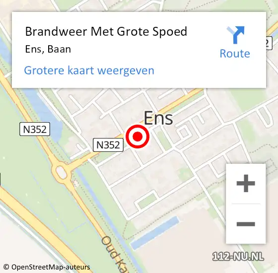 Locatie op kaart van de 112 melding: Brandweer Met Grote Spoed Naar Ens, Baan op 18 augustus 2020 10:57