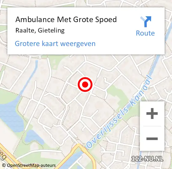 Locatie op kaart van de 112 melding: Ambulance Met Grote Spoed Naar Raalte, Gieteling op 16 mei 2014 10:16