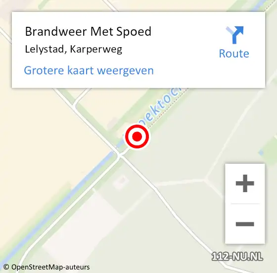 Locatie op kaart van de 112 melding: Brandweer Met Spoed Naar Lelystad, Karperweg op 18 augustus 2020 11:25