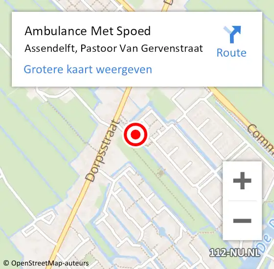 Locatie op kaart van de 112 melding: Ambulance Met Spoed Naar Assendelft, Pastoor Van Gervenstraat op 18 augustus 2020 11:37