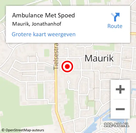 Locatie op kaart van de 112 melding: Ambulance Met Spoed Naar Maurik, Jonathanhof op 18 augustus 2020 12:09