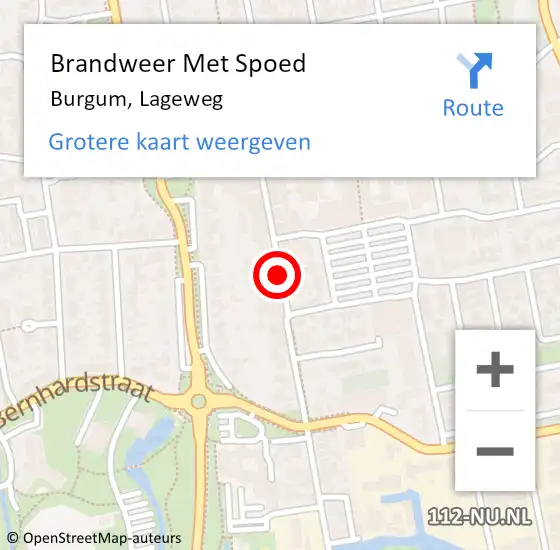 Locatie op kaart van de 112 melding: Brandweer Met Spoed Naar Burgum, Lageweg op 18 augustus 2020 12:54