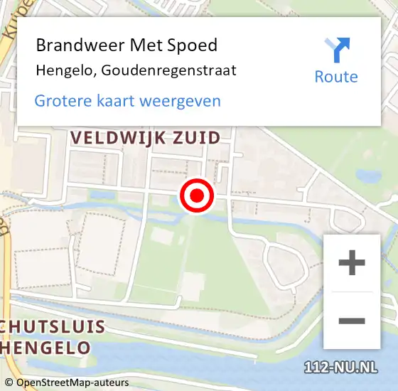 Locatie op kaart van de 112 melding: Brandweer Met Spoed Naar Hengelo, Goudenregenstraat op 18 augustus 2020 13:03