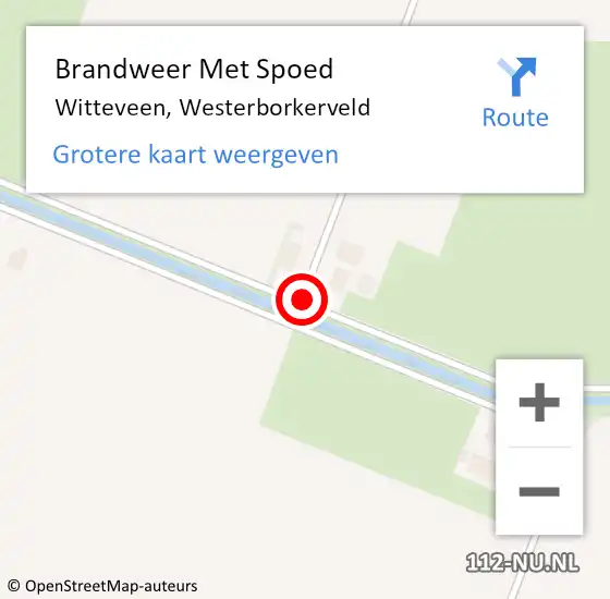 Locatie op kaart van de 112 melding: Brandweer Met Spoed Naar Witteveen, Westerborkerveld op 18 augustus 2020 13:12