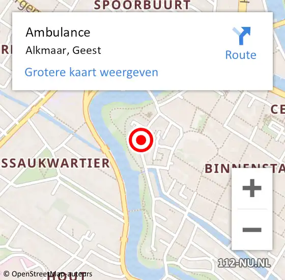 Locatie op kaart van de 112 melding: Ambulance Alkmaar, Geest op 18 augustus 2020 14:30