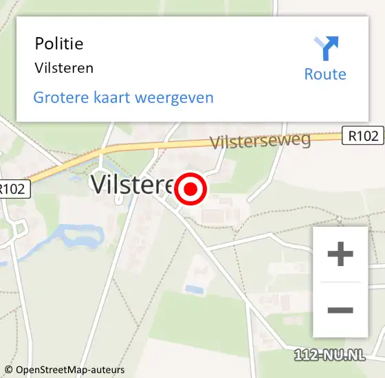 Locatie op kaart van de 112 melding: Politie Vilsteren op 18 augustus 2020 14:36