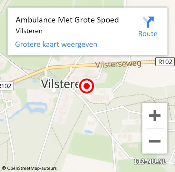 Locatie op kaart van de 112 melding: Ambulance Met Grote Spoed Naar Vilsteren op 18 augustus 2020 14:42