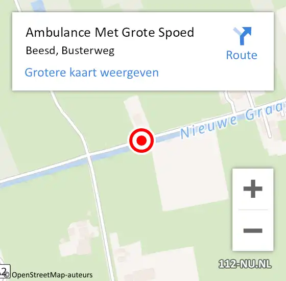 Locatie op kaart van de 112 melding: Ambulance Met Grote Spoed Naar Beesd, Busterweg op 18 augustus 2020 15:12