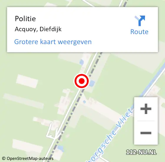 Locatie op kaart van de 112 melding: Politie Acquoy, Diefdijk op 18 augustus 2020 15:32