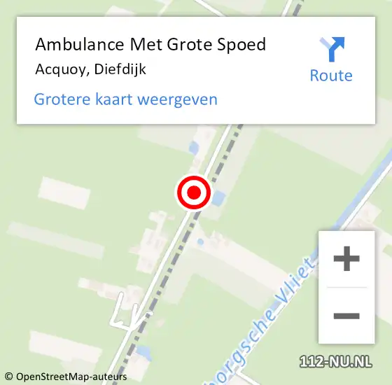 Locatie op kaart van de 112 melding: Ambulance Met Grote Spoed Naar Acquoy, Diefdijk op 18 augustus 2020 15:33