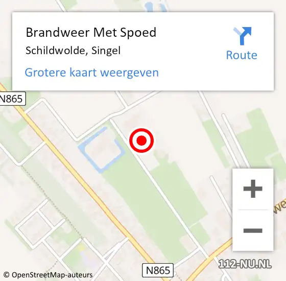 Locatie op kaart van de 112 melding: Brandweer Met Spoed Naar Schildwolde, Singel op 2 oktober 2013 06:23