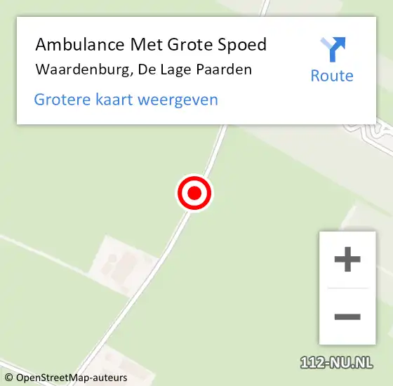 Locatie op kaart van de 112 melding: Ambulance Met Grote Spoed Naar Waardenburg, De Lage Paarden op 18 augustus 2020 16:32