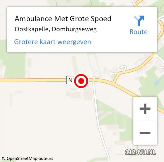 Locatie op kaart van de 112 melding: Ambulance Met Grote Spoed Naar Oostkapelle, Domburgseweg op 18 augustus 2020 17:02