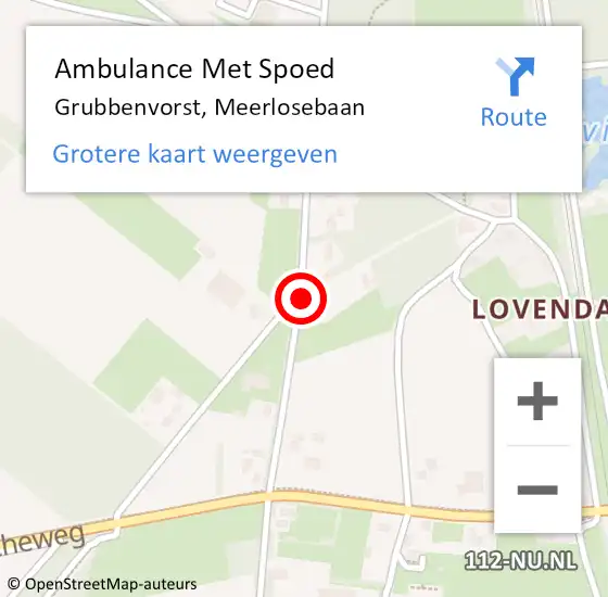 Locatie op kaart van de 112 melding: Ambulance Met Spoed Naar Grubbenvorst, Meerlosebaan op 18 augustus 2020 17:13