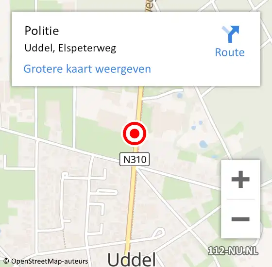 Locatie op kaart van de 112 melding: Politie Uddel, Elspeterweg op 18 augustus 2020 18:53