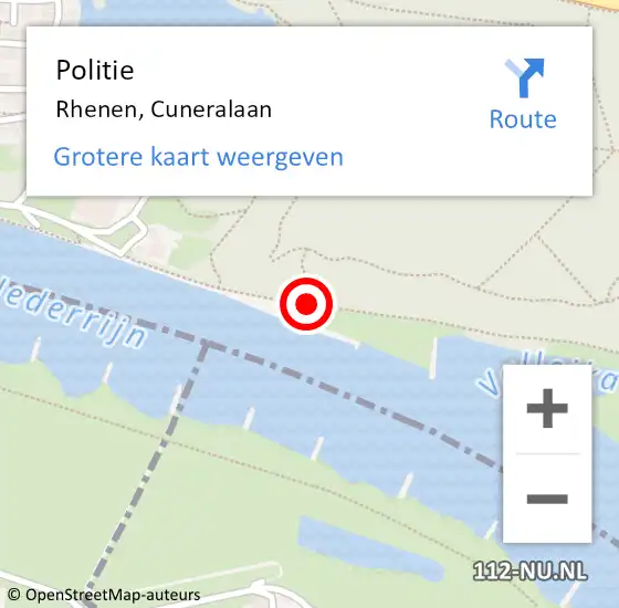 Locatie op kaart van de 112 melding: Politie Rhenen, Cuneralaan op 18 augustus 2020 19:22