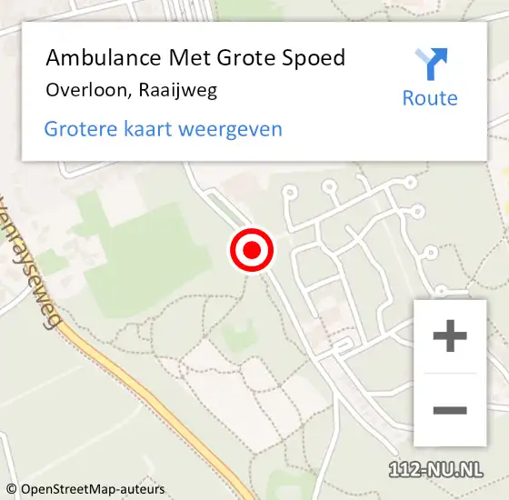 Locatie op kaart van de 112 melding: Ambulance Met Grote Spoed Naar Overloon, Raaijweg op 18 augustus 2020 20:34