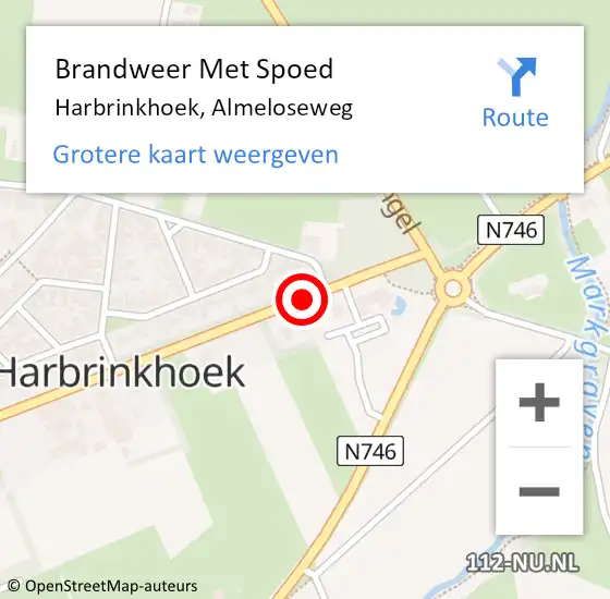 Locatie op kaart van de 112 melding: Brandweer Met Spoed Naar Harbrinkhoek, Almeloseweg op 18 augustus 2020 21:14
