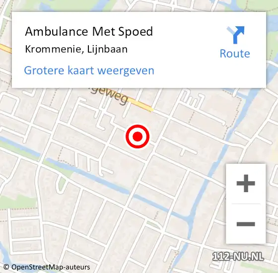 Locatie op kaart van de 112 melding: Ambulance Met Spoed Naar Krommenie, Lijnbaan op 18 augustus 2020 21:14