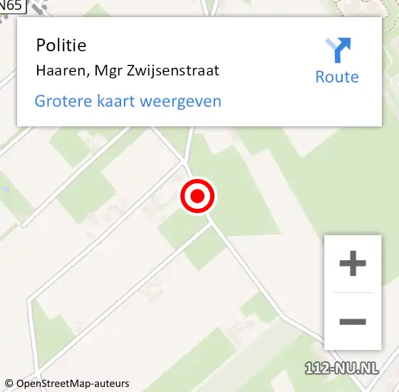 Locatie op kaart van de 112 melding: Politie Haaren, Mgr Zwijsenstraat op 18 augustus 2020 22:36