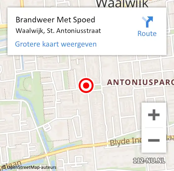 Locatie op kaart van de 112 melding: Brandweer Met Spoed Naar Waalwijk, St. Antoniusstraat op 18 augustus 2020 23:27