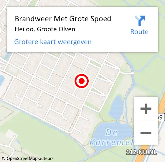 Locatie op kaart van de 112 melding: Brandweer Met Grote Spoed Naar Heiloo, Groote Olven op 16 mei 2014 11:15