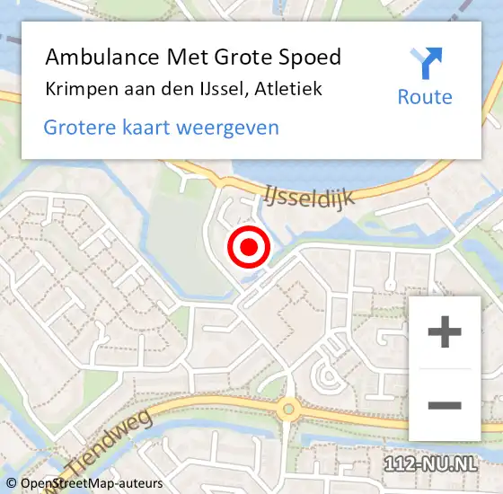 Locatie op kaart van de 112 melding: Ambulance Met Grote Spoed Naar Krimpen aan den IJssel, Atletiek op 19 augustus 2020 00:02