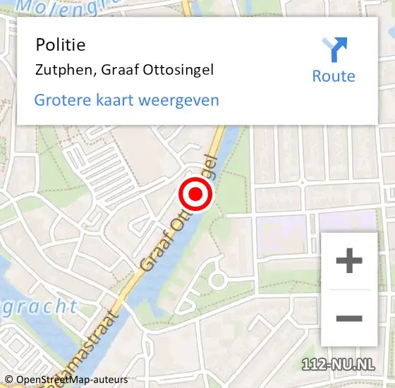 Locatie op kaart van de 112 melding: Politie Zutphen, Graaf Ottosingel op 19 augustus 2020 01:55