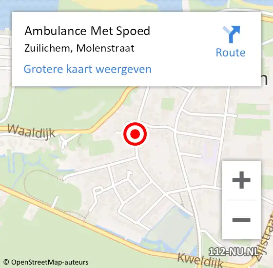 Locatie op kaart van de 112 melding: Ambulance Met Spoed Naar Zuilichem, Molenstraat op 19 augustus 2020 02:46