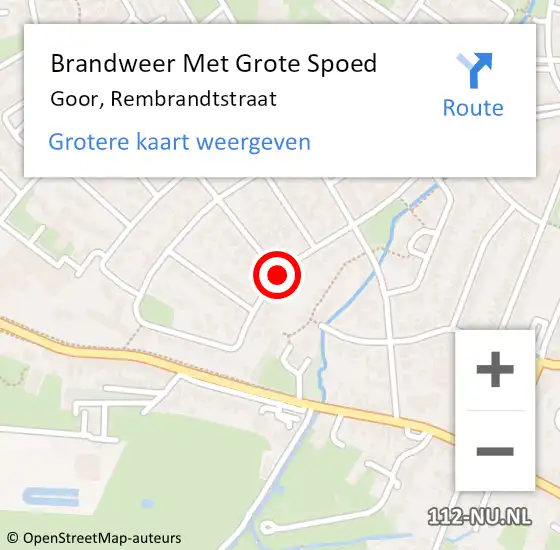 Locatie op kaart van de 112 melding: Brandweer Met Grote Spoed Naar Goor, Rembrandtstraat op 19 augustus 2020 07:01