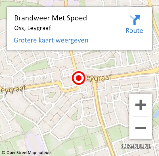 Locatie op kaart van de 112 melding: Brandweer Met Spoed Naar Oss, Leygraaf op 19 augustus 2020 07:44