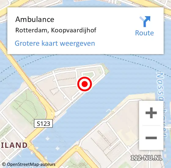 Locatie op kaart van de 112 melding: Ambulance Rotterdam, Koopvaardijhof op 19 augustus 2020 11:04