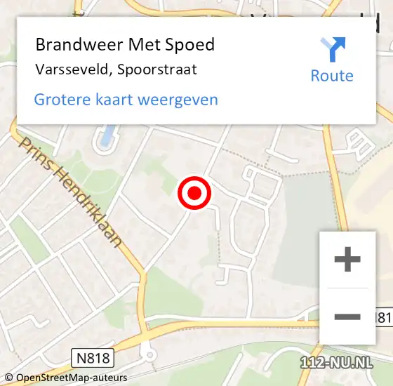 Locatie op kaart van de 112 melding: Brandweer Met Spoed Naar Varsseveld, Spoorstraat op 19 augustus 2020 11:32