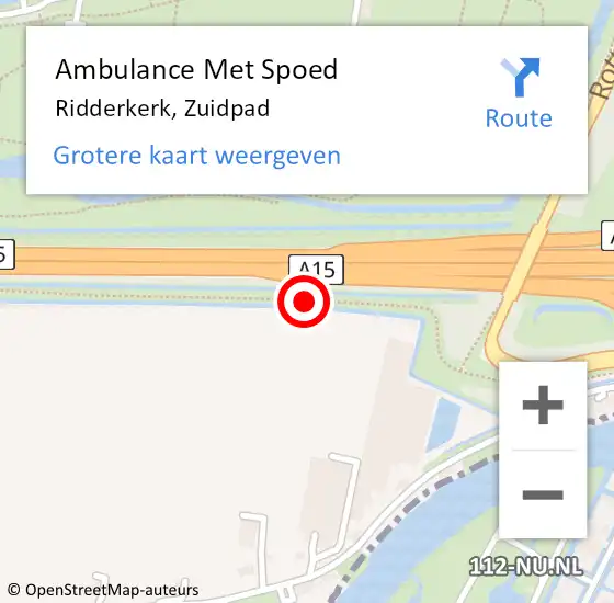 Locatie op kaart van de 112 melding: Ambulance Met Spoed Naar Ridderkerk, Zuidpad op 19 augustus 2020 11:33