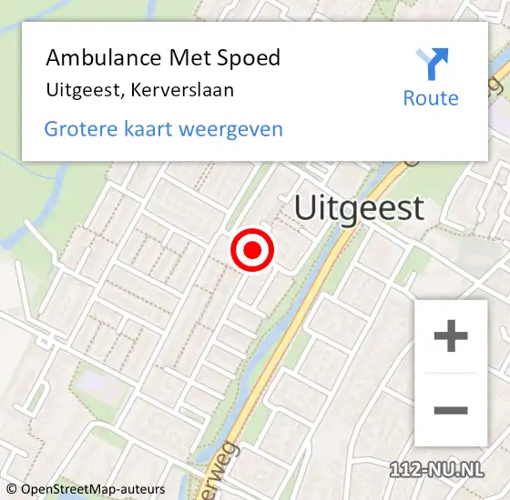 Locatie op kaart van de 112 melding: Ambulance Met Spoed Naar Uitgeest, Kerverslaan op 19 augustus 2020 12:08