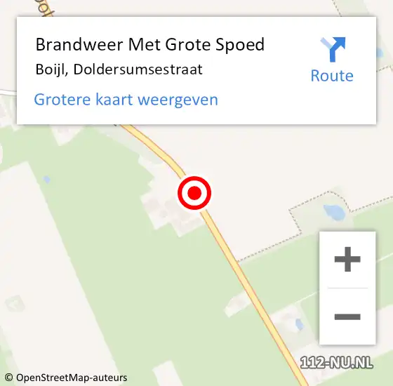 Locatie op kaart van de 112 melding: Brandweer Met Grote Spoed Naar Boijl, Doldersumsestraat op 19 augustus 2020 12:09