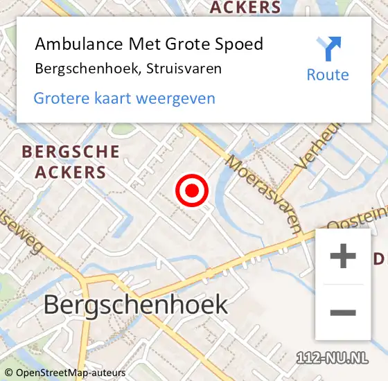Locatie op kaart van de 112 melding: Ambulance Met Grote Spoed Naar Bergschenhoek, Struisvaren op 19 augustus 2020 12:50
