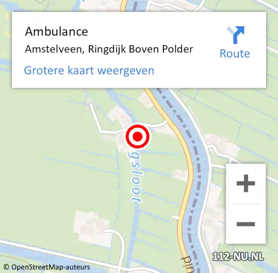 Locatie op kaart van de 112 melding: Ambulance Amstelveen, Ringdijk Boven Polder op 19 augustus 2020 13:16