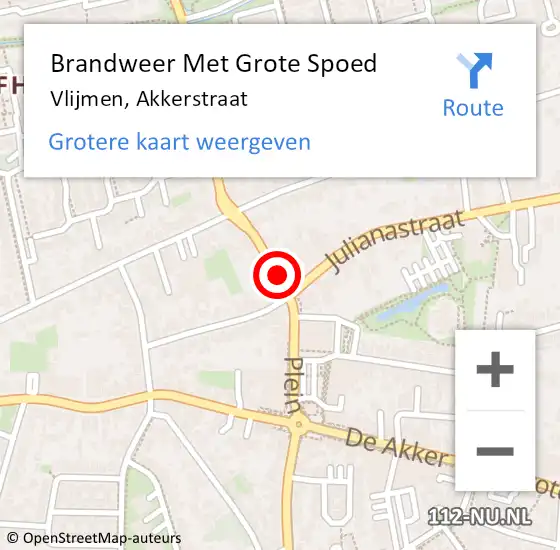 Locatie op kaart van de 112 melding: Brandweer Met Grote Spoed Naar Vlijmen, Akkerstraat op 19 augustus 2020 13:52